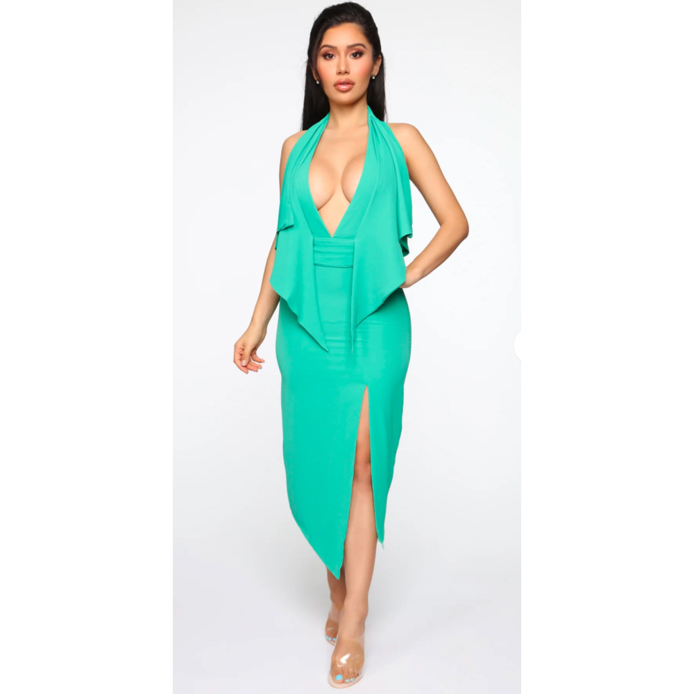 NWT Fashion Nova Jade Detailed Sophistication Midi Dress - size M